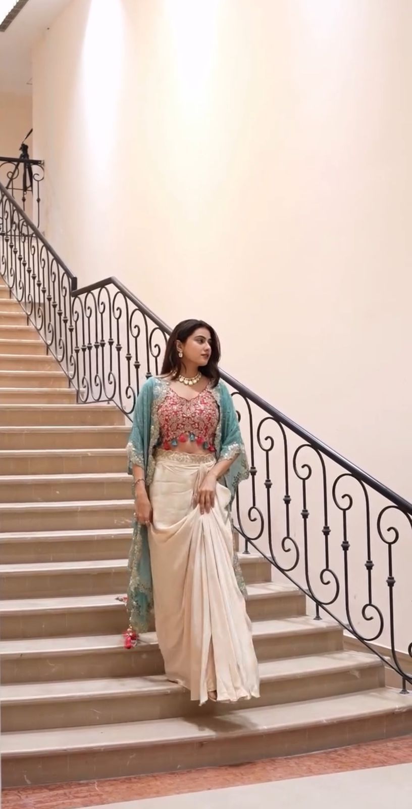 Chinon Silk Western Outfit For Trendy Wedding Sequence Embroidery Work