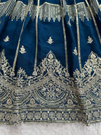 Teal Blue Colour Faux Georgette Fabric Thread Embroidery Lehenga Choli