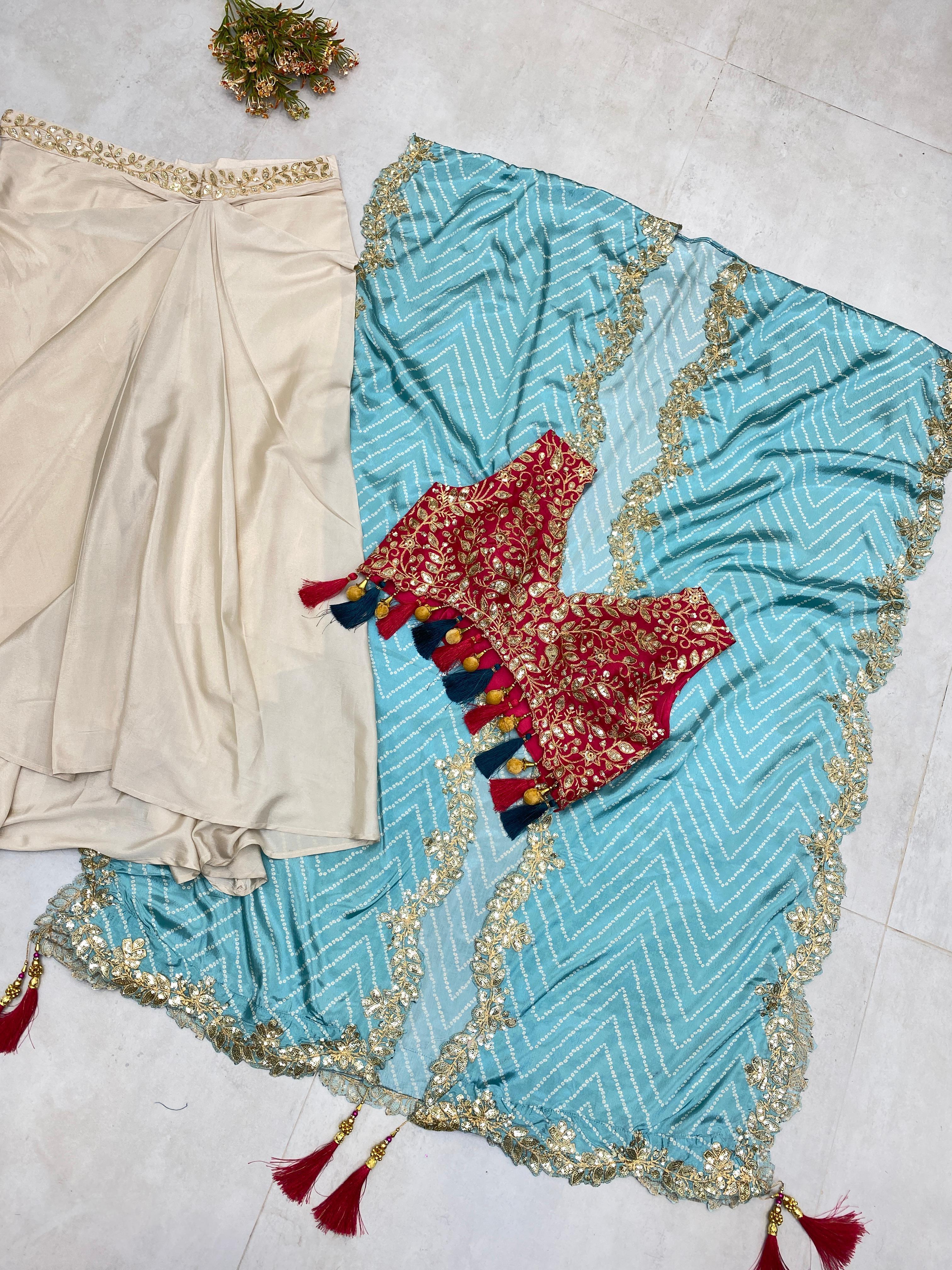 Chinon Silk Western Outfit For Trendy Wedding Sequence Embroidery Work