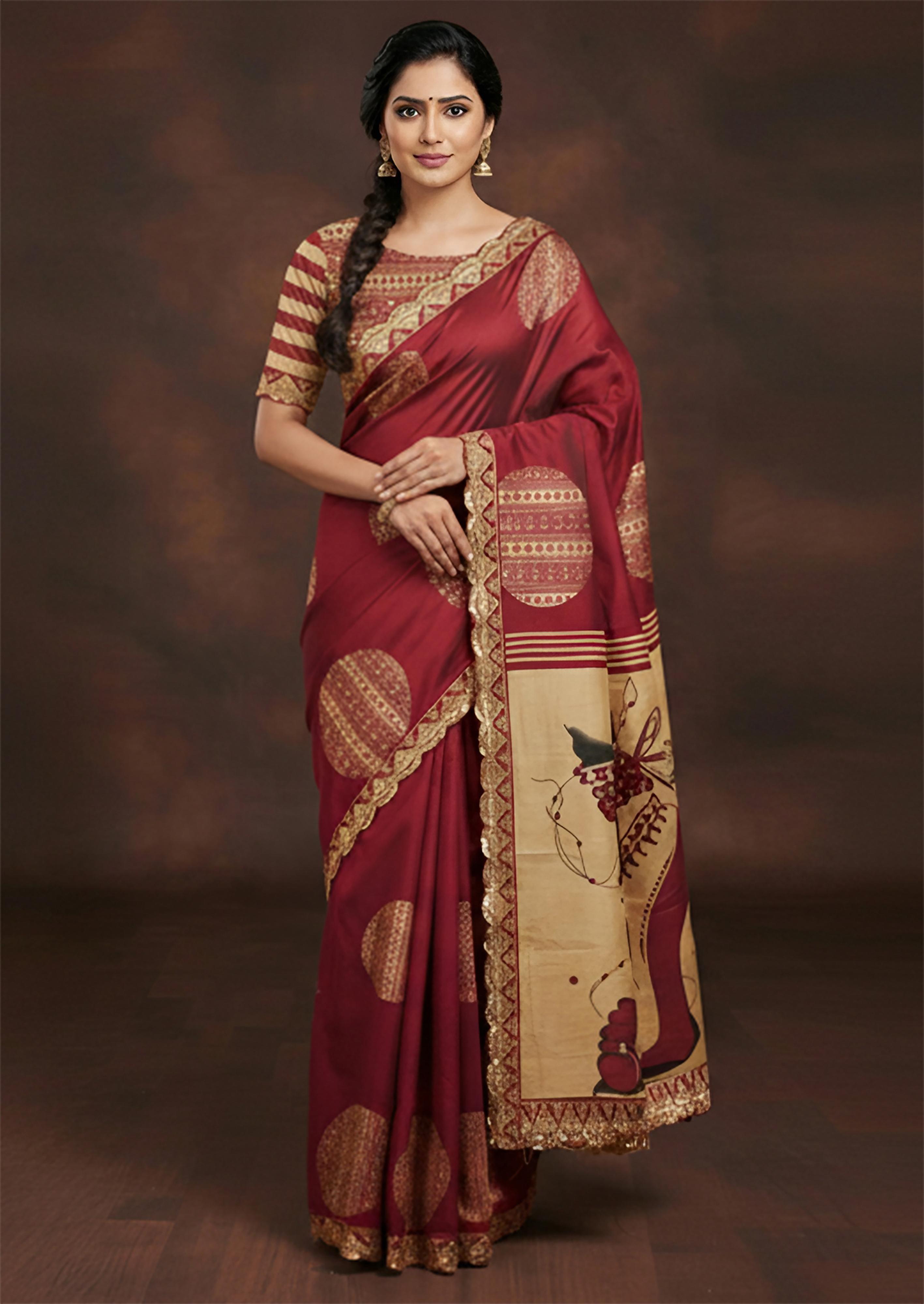 New Red colour Special Traditional  Hit Design Pure Cotton Mulmul Saree Durga With Hevy Lace Border