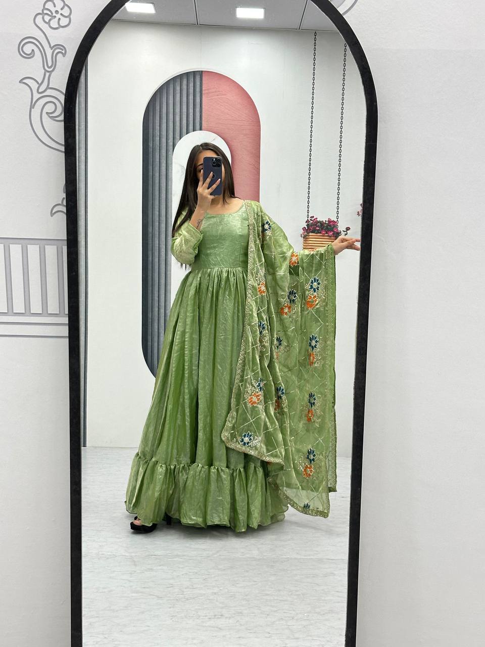 New Launching Gown Fendy Silk Embroidered Work