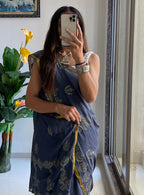 Mulmul Cotton Hand Block Printed Sarees