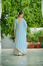Sky Georgette With Embroidered Work Gown