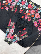 Black Pure Soft Organja Silk Flower Position Outing Work Salwar Suit
