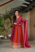 Pink Faux Blooming With Sequins Embroidered Work Luxury Gown