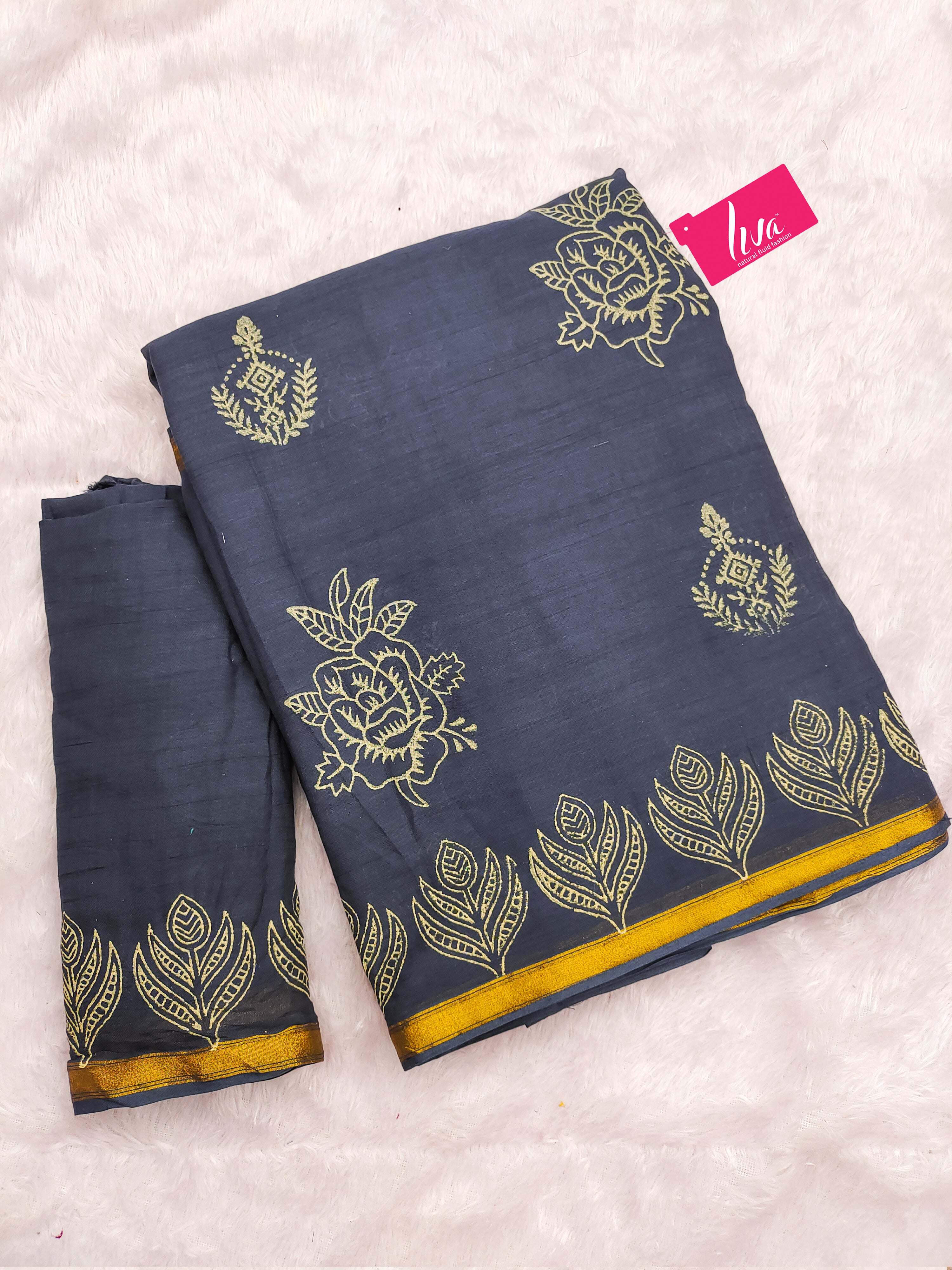 Mulmul Cotton Hand Block Printed Sarees