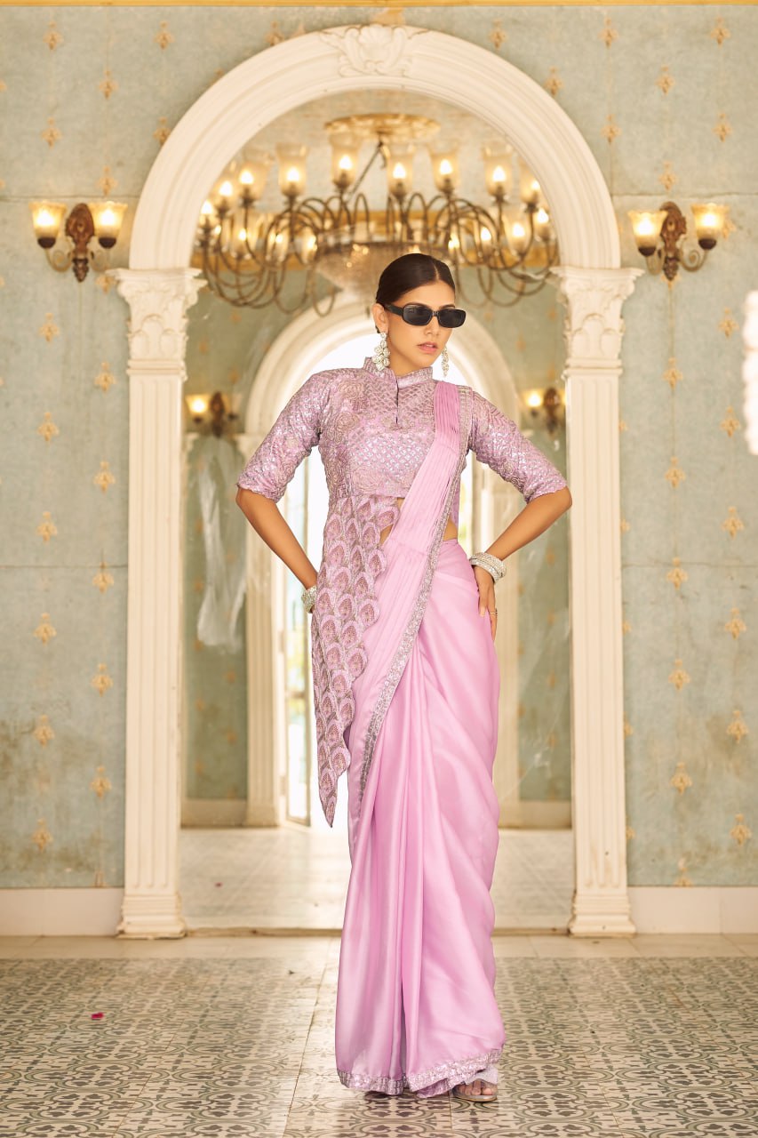 Chinon Silk New Superhit Trending Ready To Wear Saree