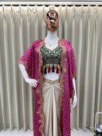 Chinon Silk Western Outfit For Trendy Wedding Sequence Embroidery Work