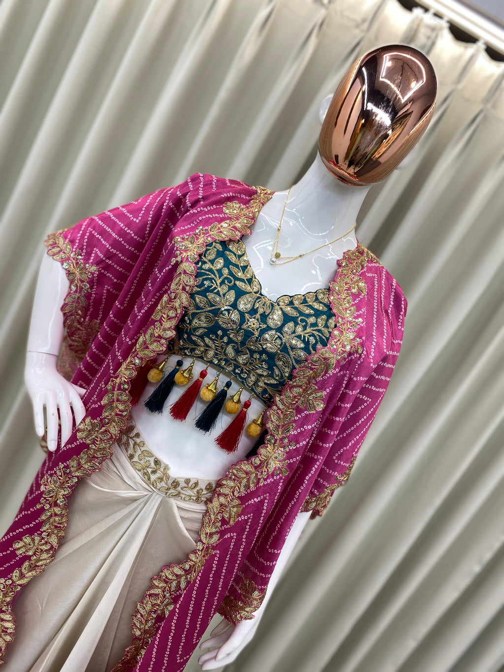 Chinon Silk Western Outfit For Trendy Wedding Sequence Embroidery Work