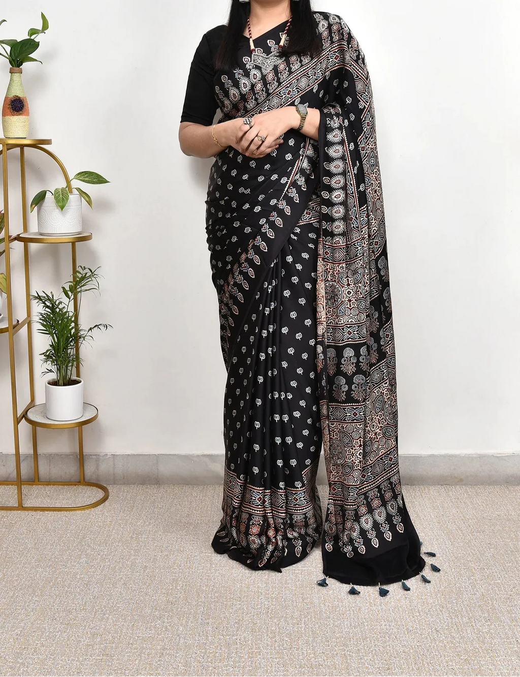 Ajrakh Premium Semi Gaji Silk Saree