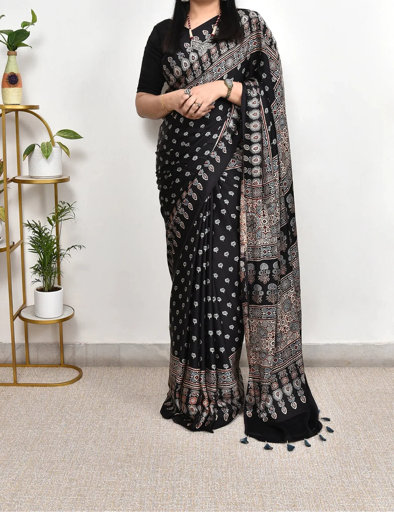 Ajrakh Premium Semi Gaji Silk Saree