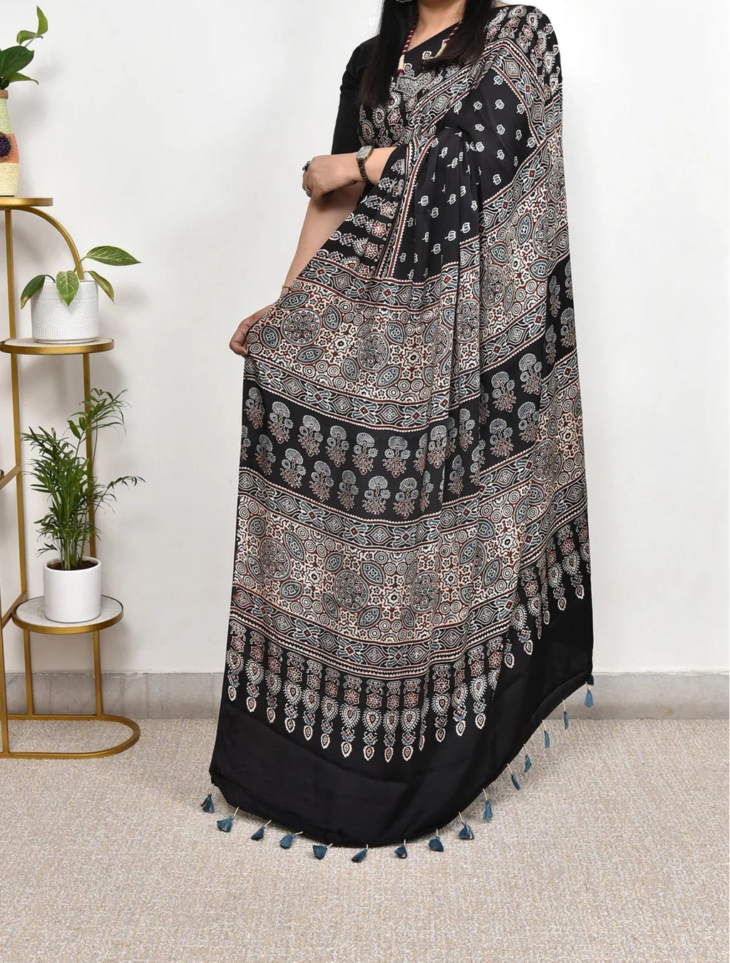 Ajrakh Premium Semi Gaji Silk Saree