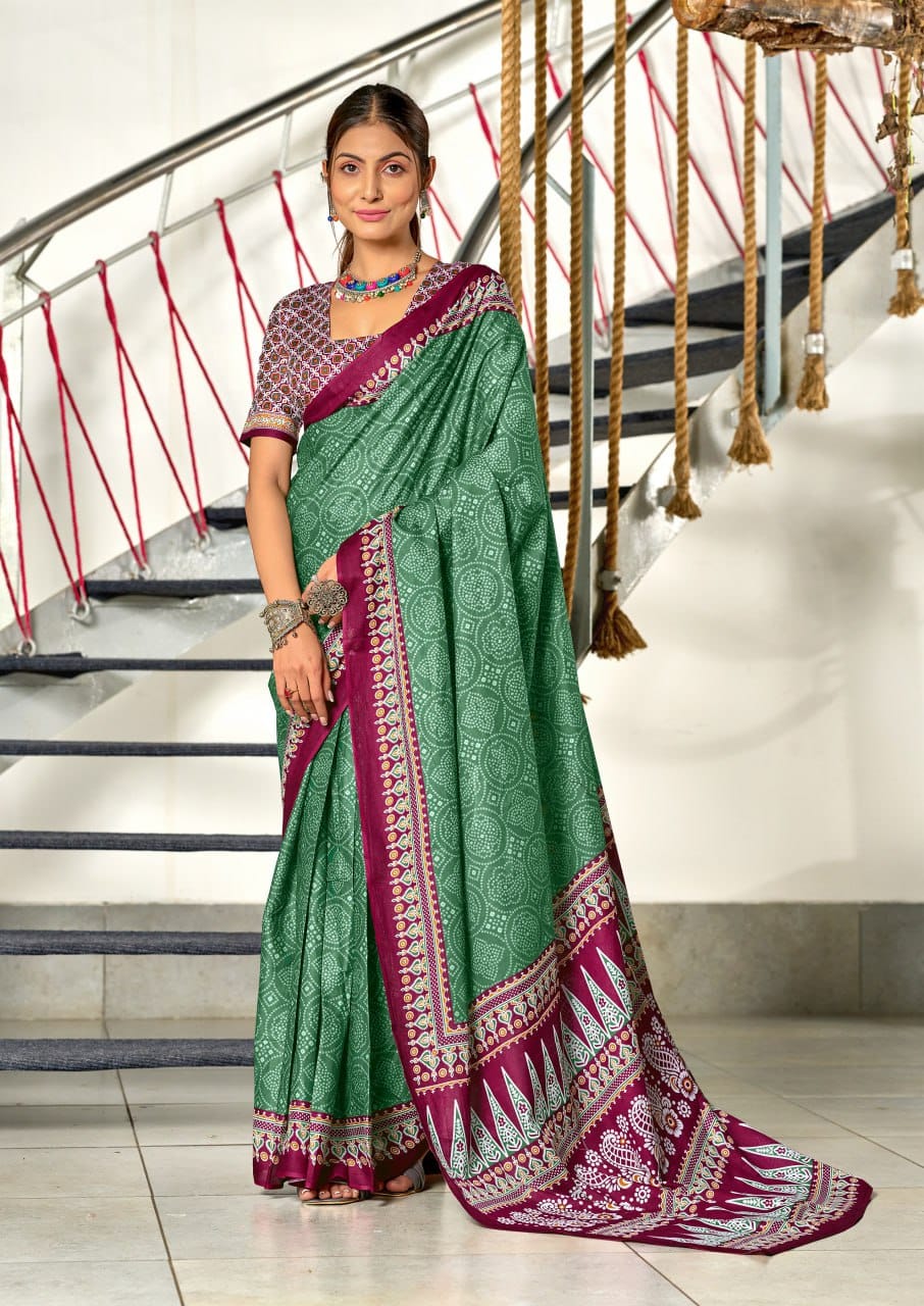 Green Designer Soft Cotton Saree