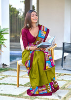 Mehendi Designer Soft Cotton Saree