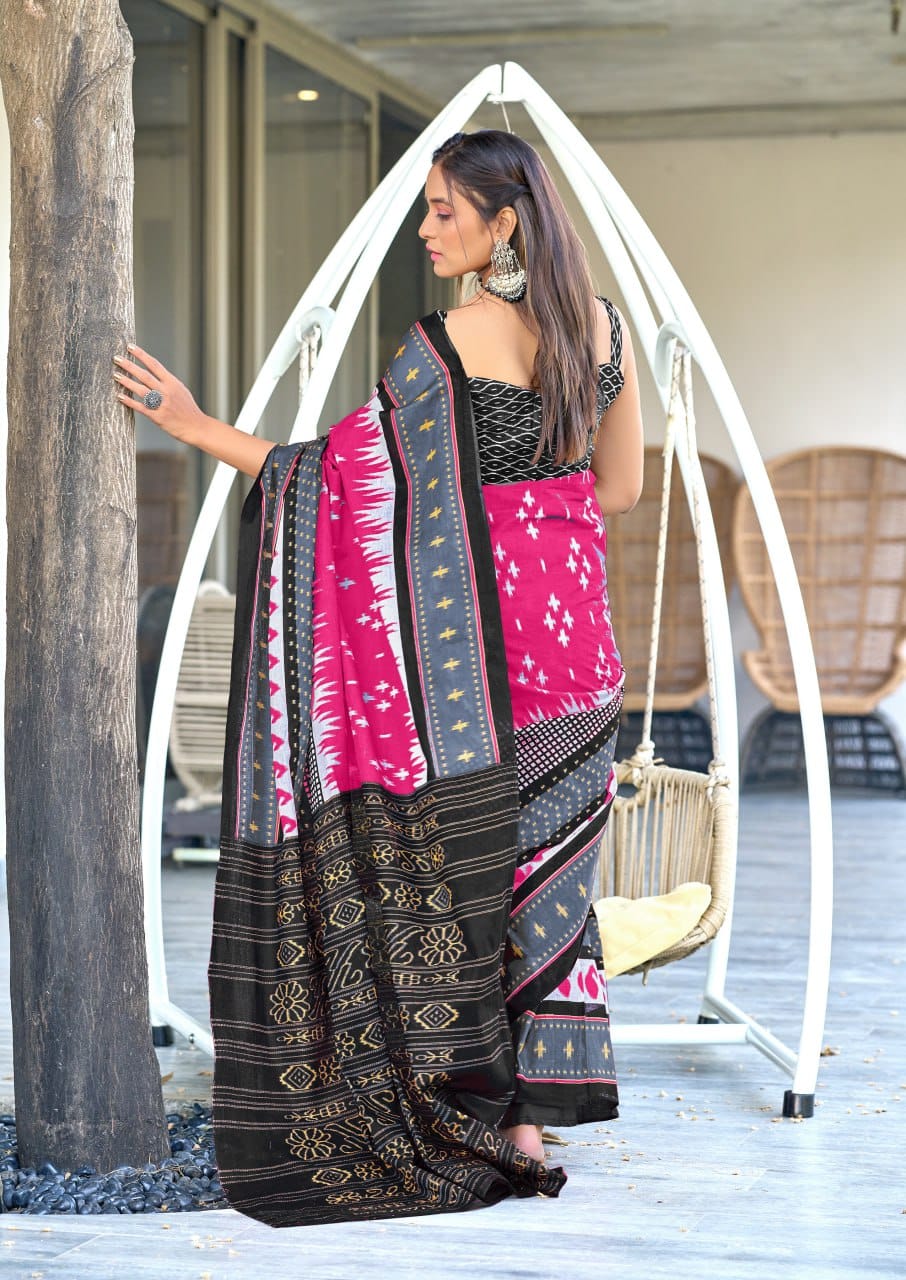 Pink Designer Soft Cotton Saree