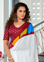 Maroon Designer Soft Cotton Saree