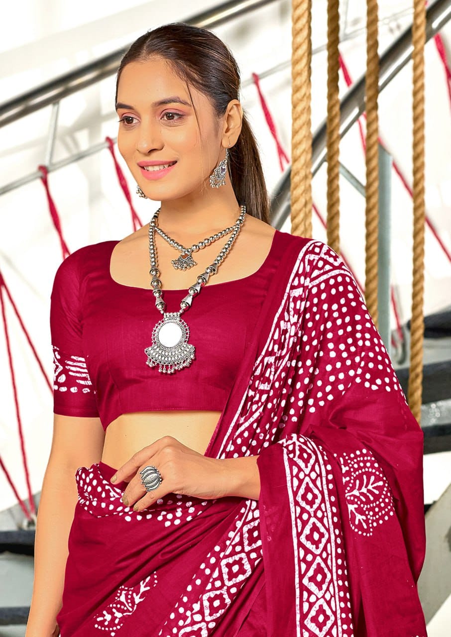 Pink Designer Soft Cotton Saree