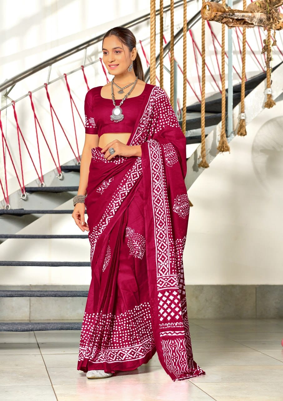 Pink Designer Soft Cotton Saree