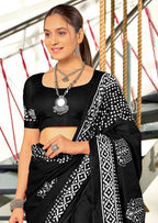 Black Designer Soft Cotton Saree