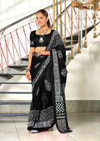 Black Designer Soft Cotton Saree