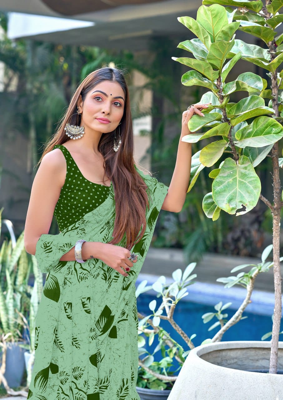 Green Designer Soft Cotton Saree