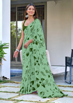 Green Designer Soft Cotton Saree