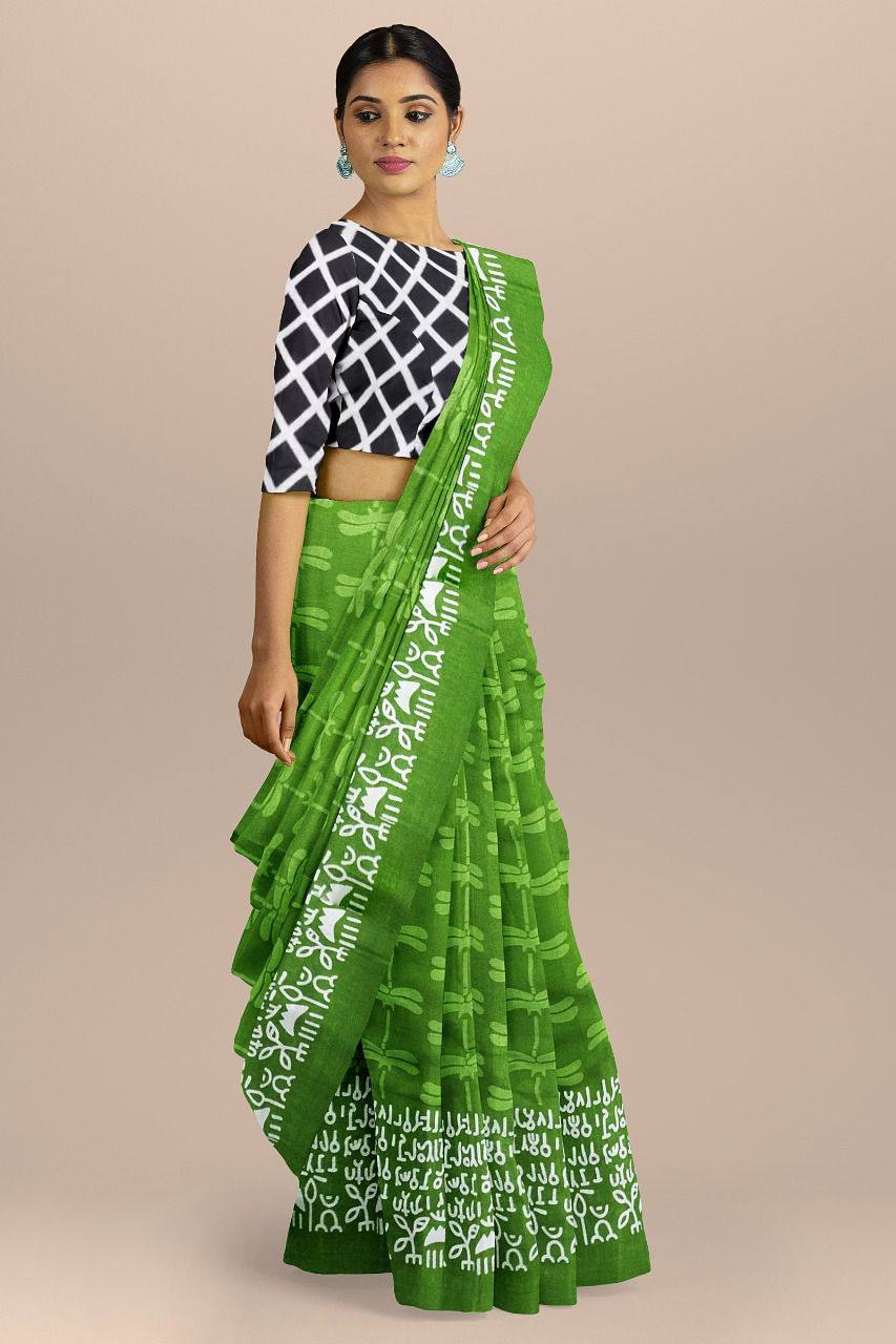 Green Designer Soft Cotton Saree