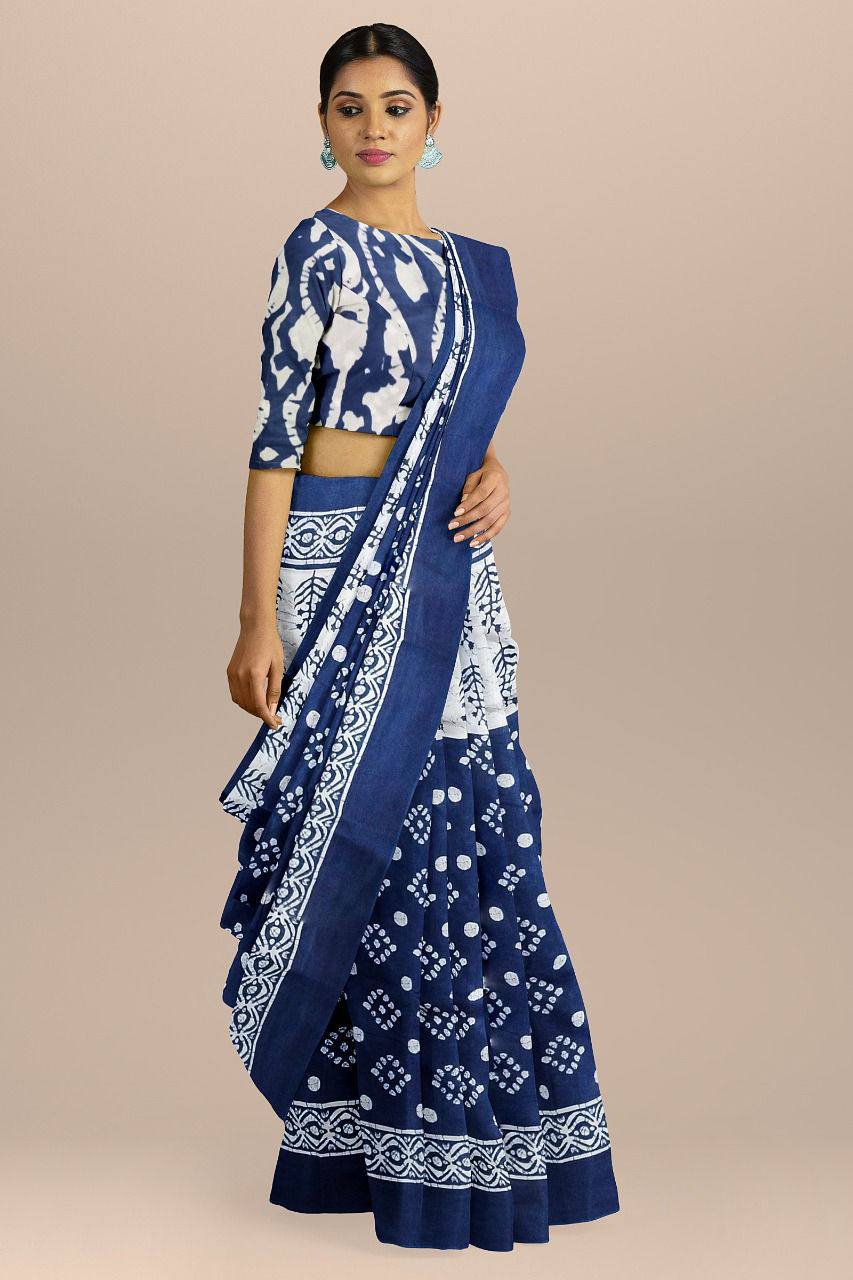 Blue Designer Soft Cotton Saree