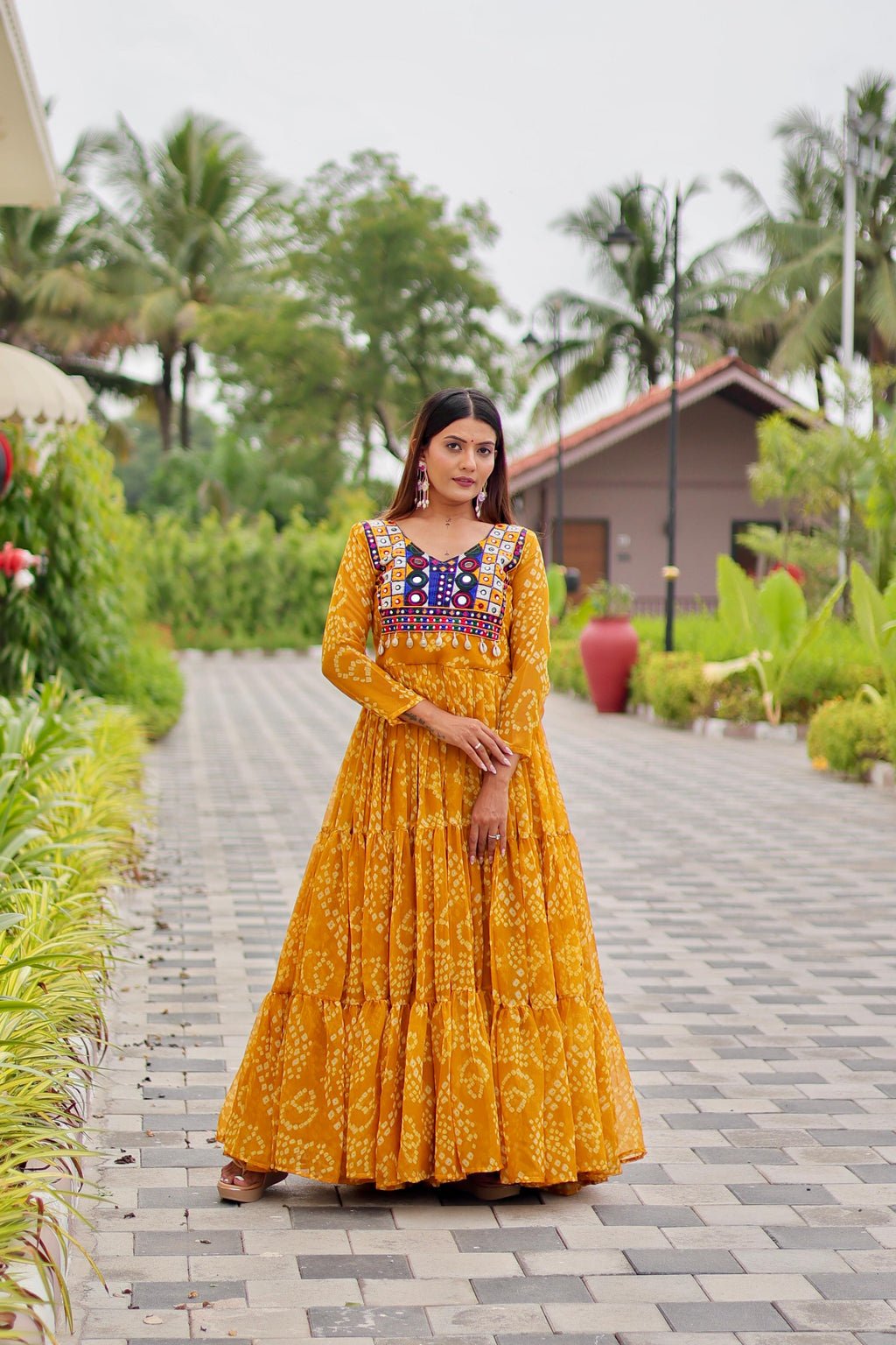 Yellow Color Traditional & Modern Ethnic Wear Stunning Bandhani Gowns