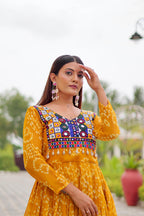 Yellow Color Traditional & Modern Ethnic Wear Stunning Bandhani Gowns