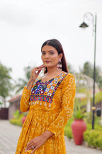 Yellow Color Traditional & Modern Ethnic Wear Stunning Bandhani Gowns