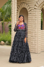 Black Color Traditional & Modern Ethnic Wear Stunning Bandhani Gowns