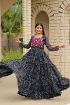 Black Color Traditional & Modern Ethnic Wear Stunning Bandhani Gowns