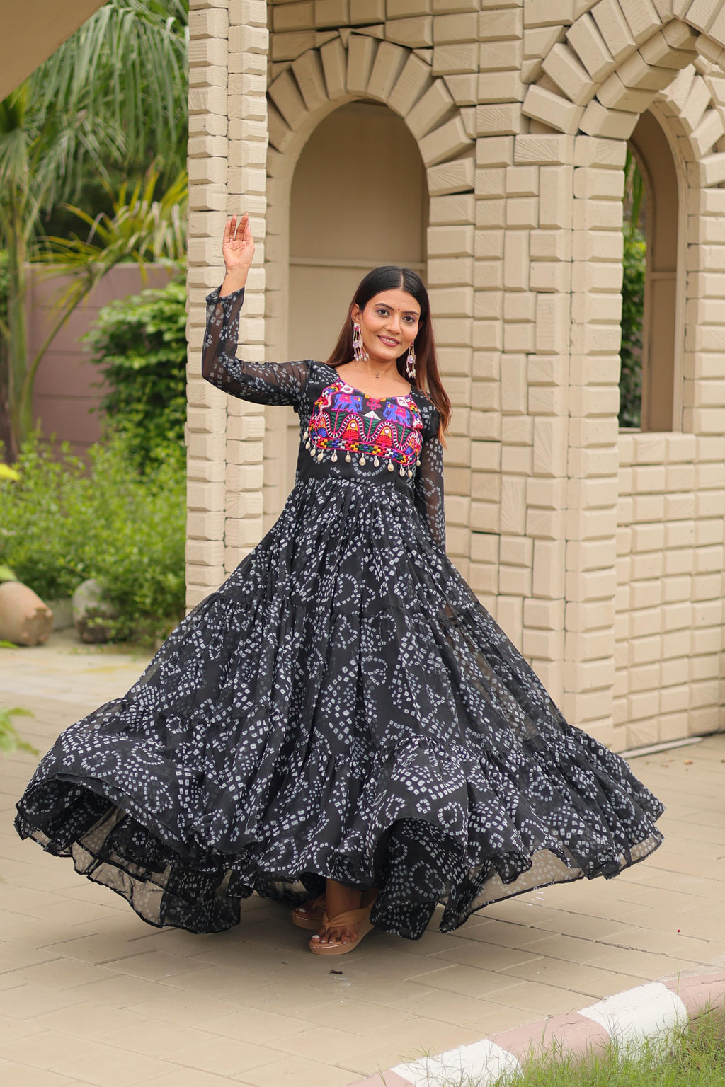 Black Color Traditional & Modern Ethnic Wear Stunning Bandhani Gowns